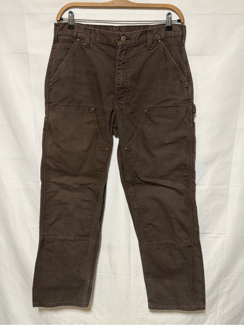 Carhartt B136 DKB Double Knee Carpenter Pants Dark Brown Mens Sz 34x32